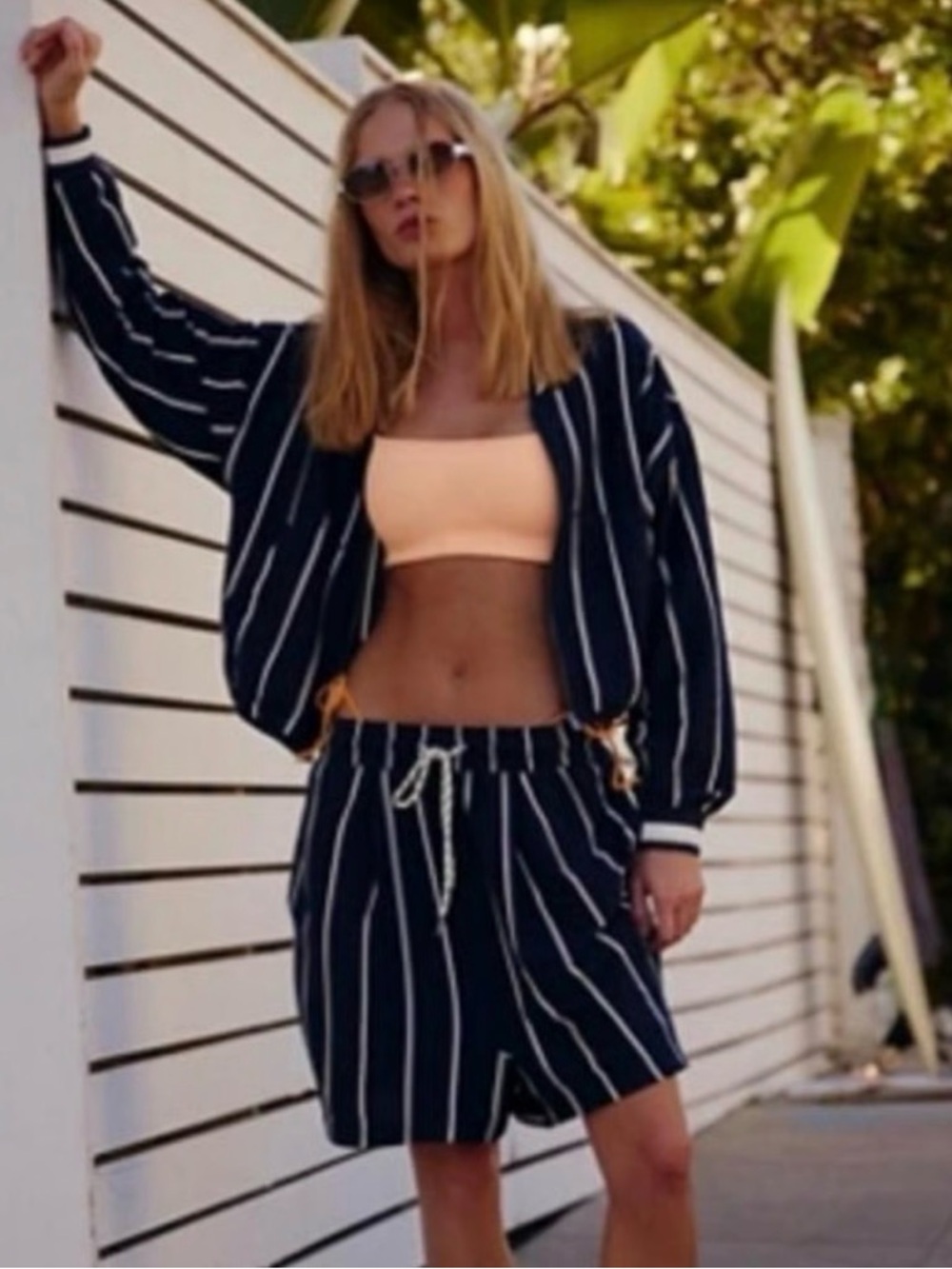 FP Movement by Free People Navy & White Stripe Shorts Set